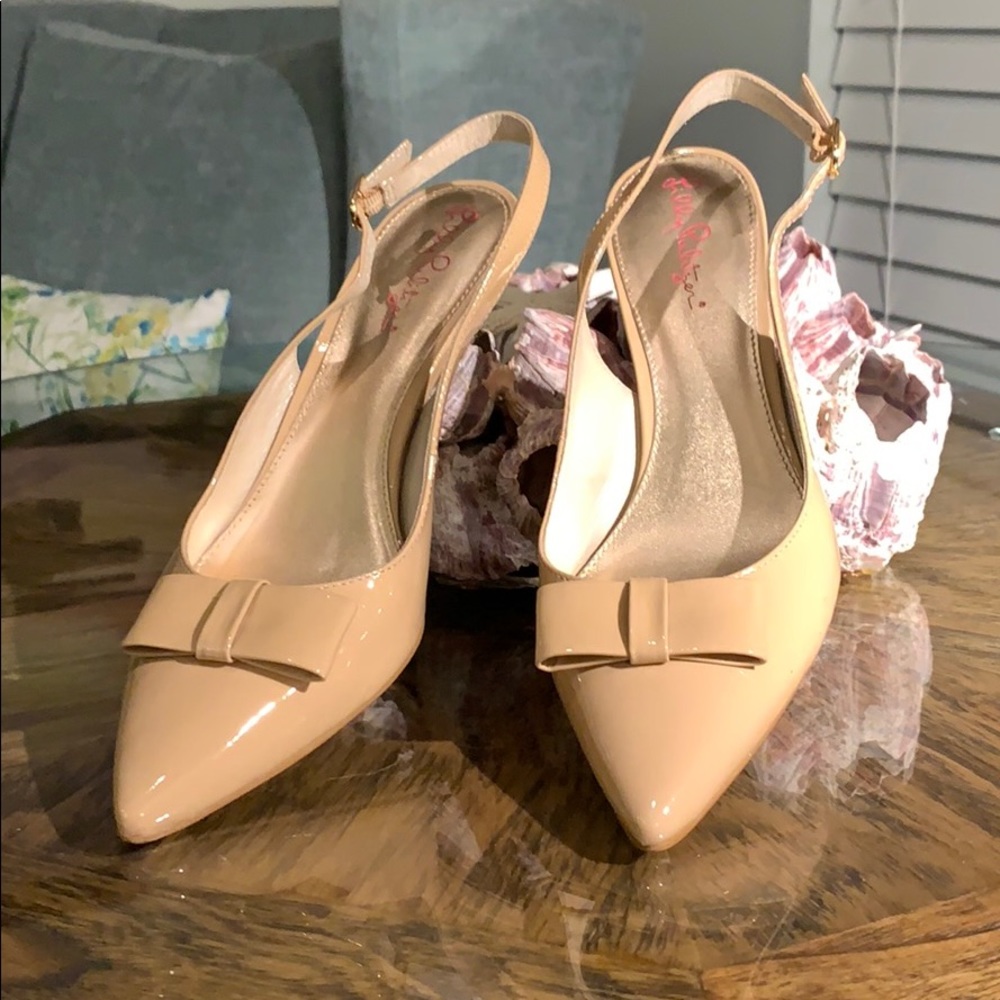 Lilly Patented Nude Bow Slingbacks